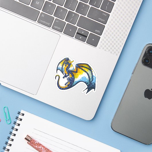 Sticker Dragon "Sunset" Aroace Pride (Ordinateur portable avec iPhone)