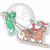 Sticker Dragon tirant Père Noël à la traîne (Devant)
