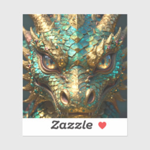 Sticker Dragon Turquoise et Or