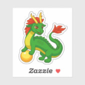 Sticker Dragon vert chinois (Feuille)
