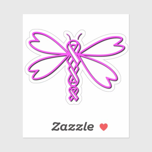 Sticker Dragonfly avec des rubans de cancer (Feuille)
