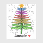 Sticker Dragonfly Christmas Tree Chemise Insect Lover Xmas (Feuille)