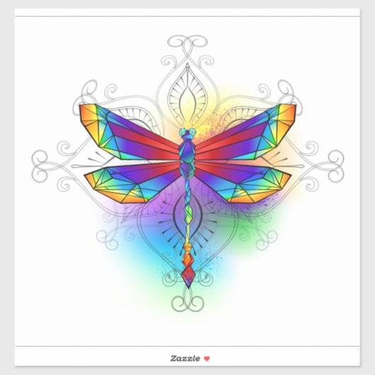 Sticker Dragonfly en arc-en-ciel (Feuille)