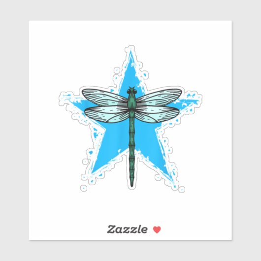 Sticker Dragonfly Star Design Insect Love Lover Dragonflie (Feuille)