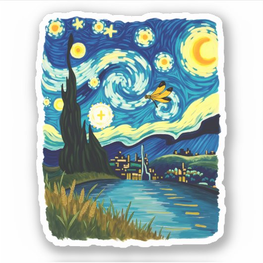 Sticker Dragonfly Starry Night (3) (Devant)