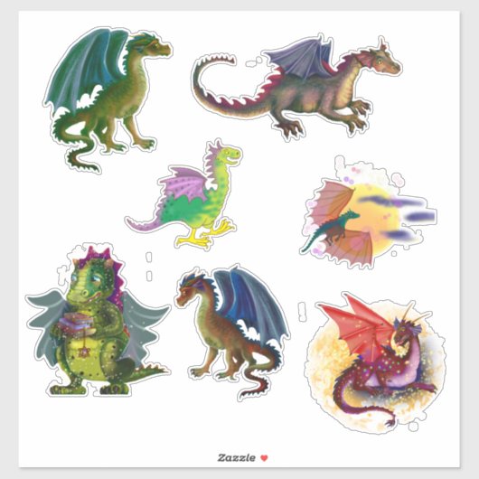 Sticker Dragons de dessin animé (Feuille)