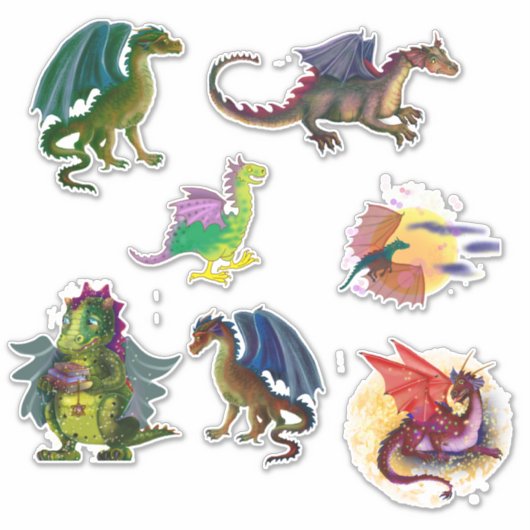 Sticker Dragons de dessin animé (Devant)