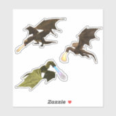 Sticker Dragons de respiration incendie Wyvern (Feuille)