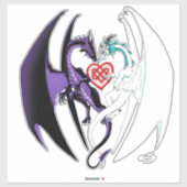 Sticker Dragons Love Heart Blue (Feuille)