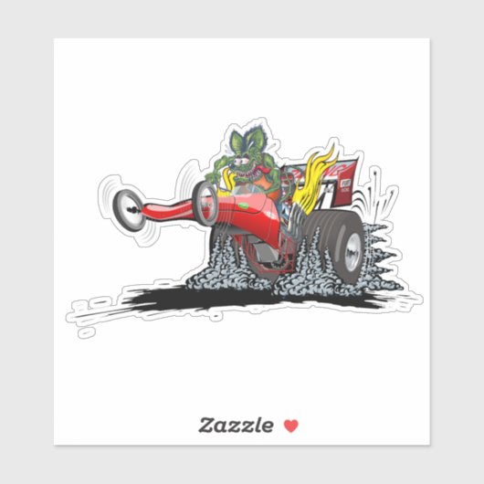 Sticker Dragster de dessin animé (Feuille)