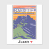 Sticker Drakensberg Afrique du Sud Lesotho Travel Art Retr (Feuille)