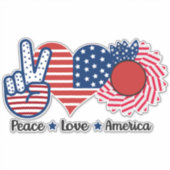 Sticker Drapeau 4 juillet Sunflower Peace Love America (Devant)