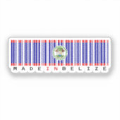 Sticker Drapeau à code-barres fait au Belize (Recto)