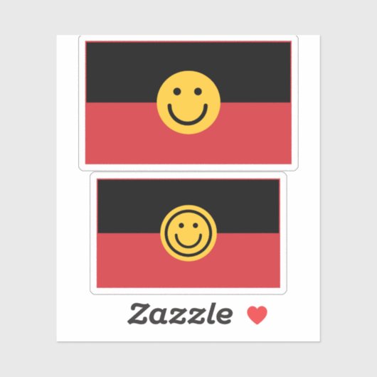 Sticker Drapeau aborigène australien avec visage sourire (Feuille)