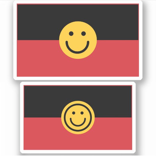 Sticker Drapeau aborigène australien avec visage sourire (Devant)
