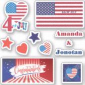 Sticker Drapeau américain 4 juillet Patriotique (Devant)