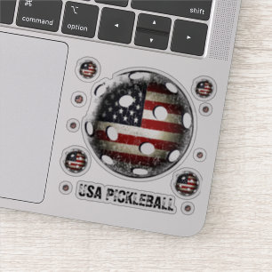 Sticker Drapeau américain affligé par Pickleball des
