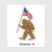 Sticker Drapeau américain Bigfoot (Feuille)