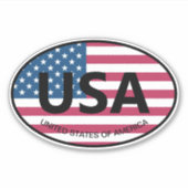 Sticker Drapeau américain code pays voiture vinyle ovale (Devant)
