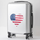 Sticker Drapeau américain dans le cœur (Sur valise)
