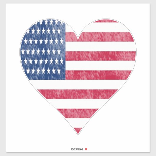 Sticker Drapeau américain dans le cœur (Feuille)