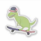 Sticker Drapeau américain Dinosaure Skate (Devant)
