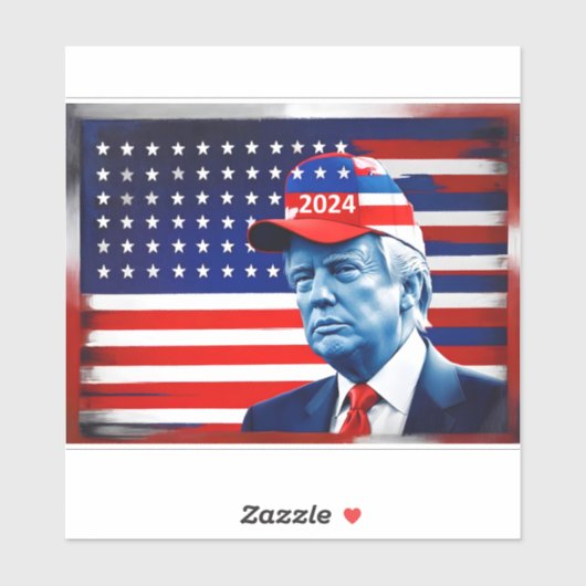 Sticker Drapeau américain Donald Trump 2024 (Feuille)