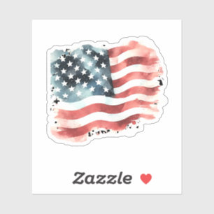 Sticker Drapeau américain en détresse