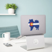 Sticker Drapeau américain Eskimo Chien race Colorado (Ordinateur portable sur le bureau)