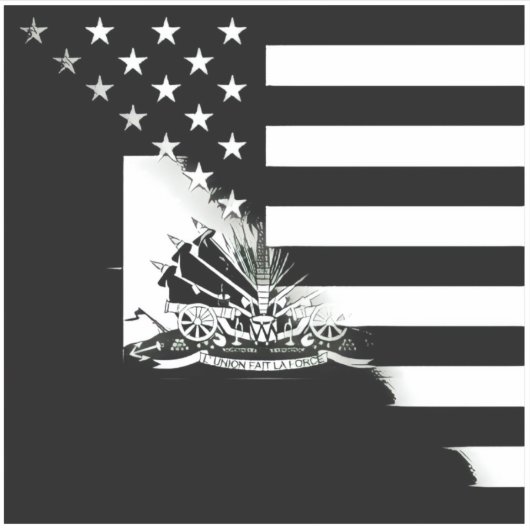 Sticker Drapeau Américain Haïtien Noir Et Blanc | Haïti US (Devant)