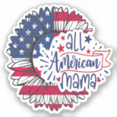 Sticker Drapeau américain Mama USA Rouge Blanc Bleu Patrio (Recto)