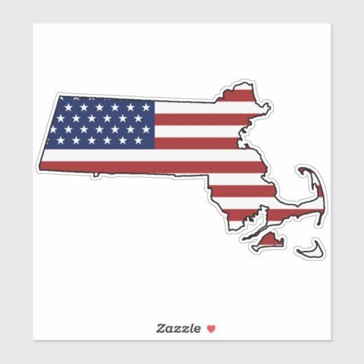 Sticker Drapeau américain Massachusetts (Feuille)