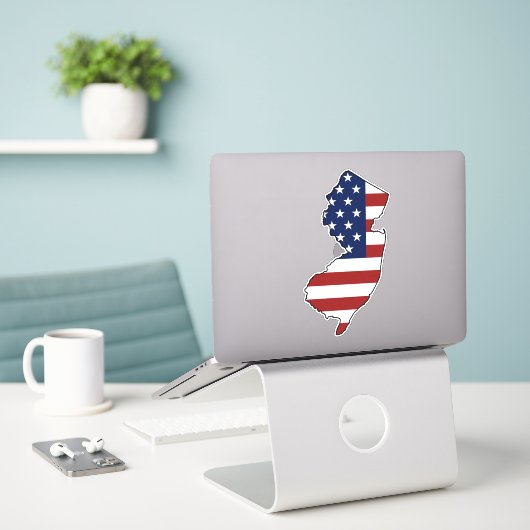 Sticker Drapeau américain New Jersey (Ordinateur portable sur le bureau)