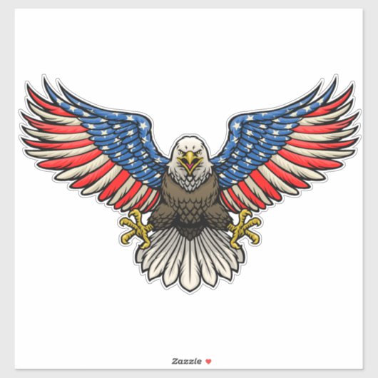 Sticker Drapeau américain peint pygargue à tête blanche pa (Feuille)