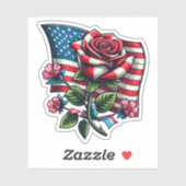 Sticker Drapeau américain rose Fleur patriotique Art (Feuille)
