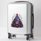 Sticker Drapeau américain sapin de Noël Art patriotique (Sur valise)