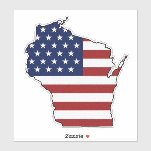 Sticker Drapeau américain Wisconsin (Feuille)