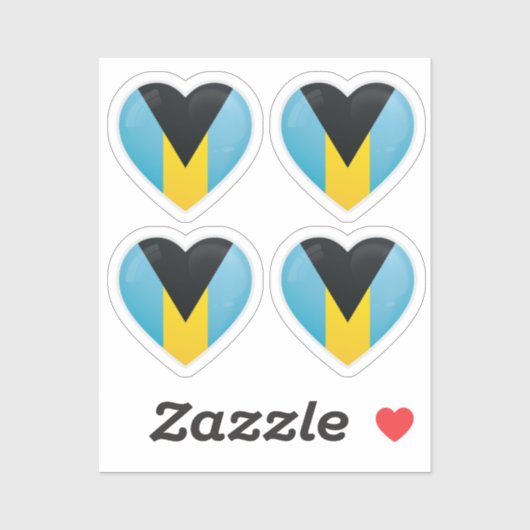 Sticker Drapeau amoureux des Bahamas (Feuille)