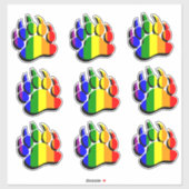 Sticker Drapeau Arc-en-ciel Cool Patte d'Ours (Feuille)