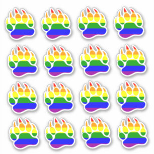 Sticker Drapeau arc-en-ciel de fierté de l'ours Patte d'ou
