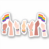 Sticker Drapeau arc-en-ciel Drapeau Gay pride à la main LG (Devant)