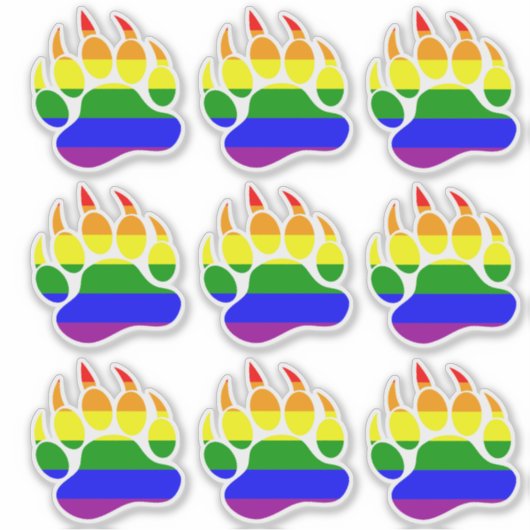 Sticker Drapeau Arc-en-ciel Patte d'Ours (Devant)