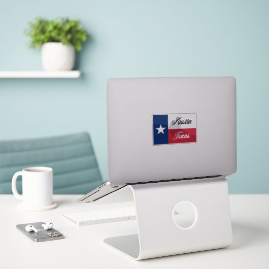 Sticker Drapeau Austin Texas (Ordinateur portable sur le bureau)