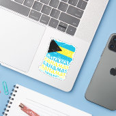 Sticker Drapeau Bahamas Vacances Croisière Bahamée (Ordinateur portable avec iPhone)