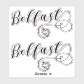 Sticker Drapeau Belfast dans le coeur (Feuille)