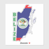 Sticker Drapeau Belize Dans La Carte Du Pays (Feuille)