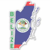 Sticker Drapeau Belize Dans La Carte Du Pays (Devant)