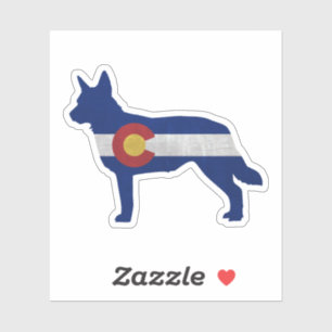 Sticker Drapeau bleu Heeler Chien race Silhouette Colorado