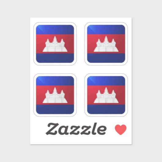 Sticker drapeau brillant carré cambodge (Feuille)
