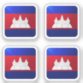 Sticker drapeau brillant carré cambodge (Recto)